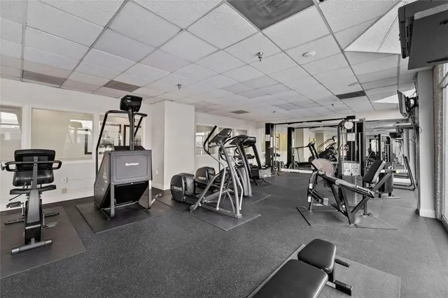 a view of a room with gym equipment