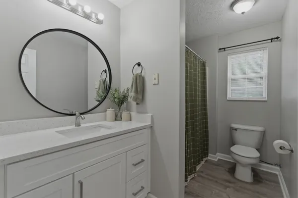 a bathroom with a toilet a sink and mirror
