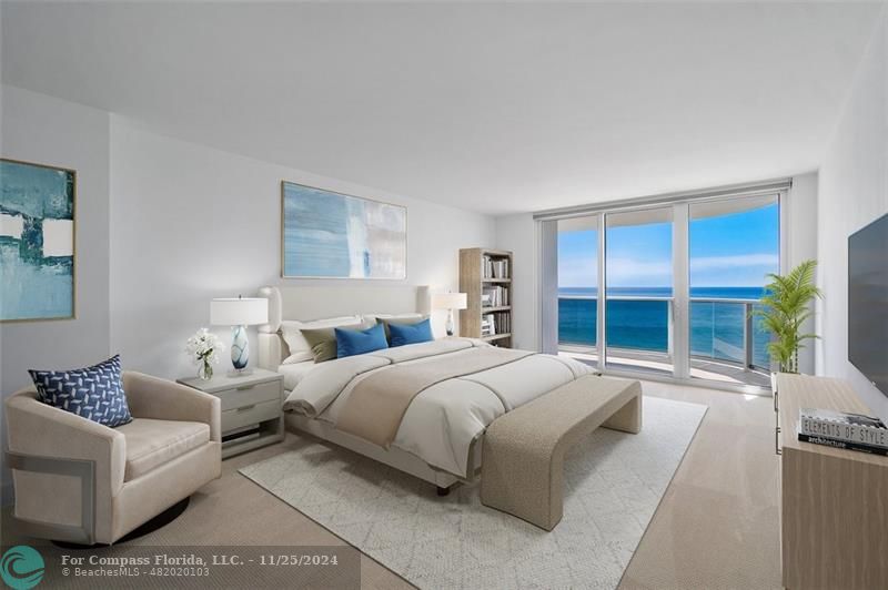350 South Ocean Boulevard, Unit 5D Boca Raton, FL 33432 - Photo 13 of 35 a bedroom with a large bed and a large window