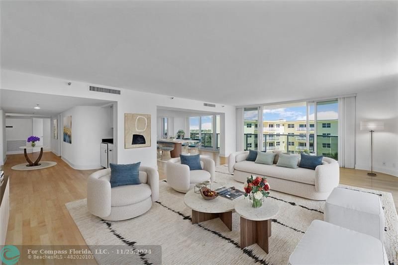350 South Ocean Boulevard, Unit 5D Boca Raton, FL 33432 - Photo 6 of 35 a living room with furniture and a large window
