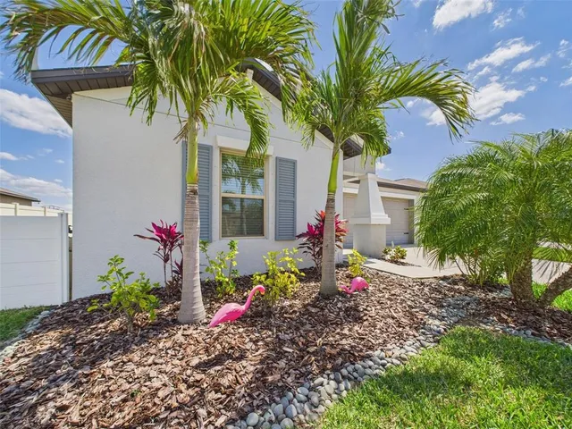 a view of a small garden in the backyard