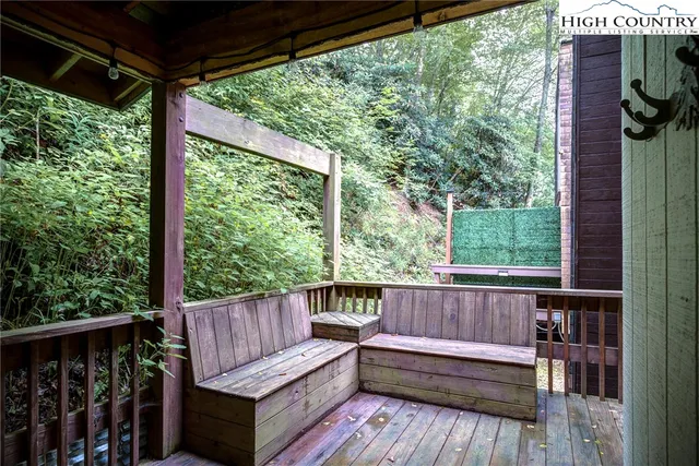 a view of a wooden deck