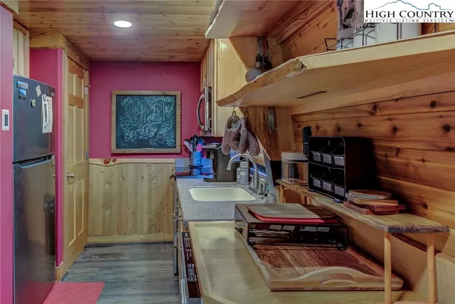 a room with furniture and a fireplace