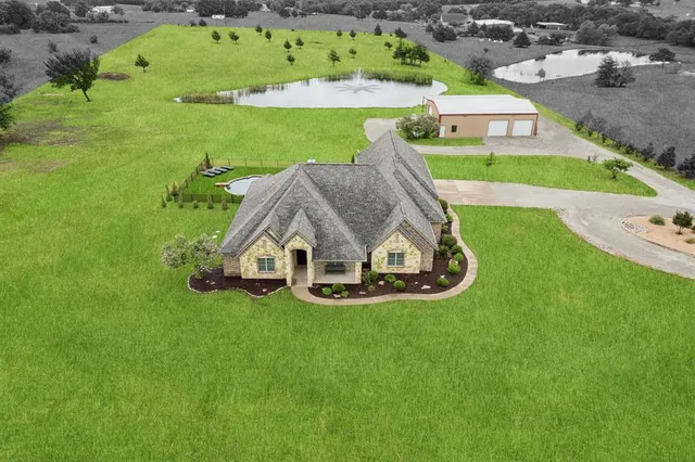 an aerial view of a house