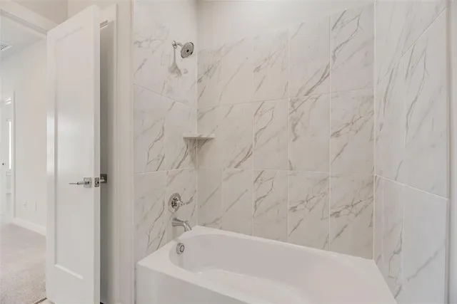 a bathroom with a bathtub