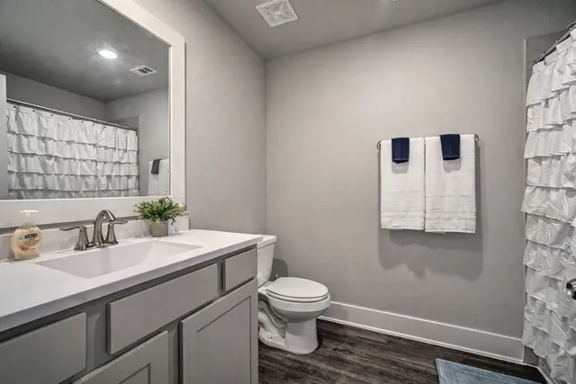 a bathroom with a toilet a sink and mirror