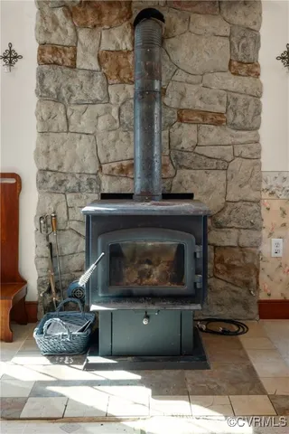 a fireplace with a clock on it