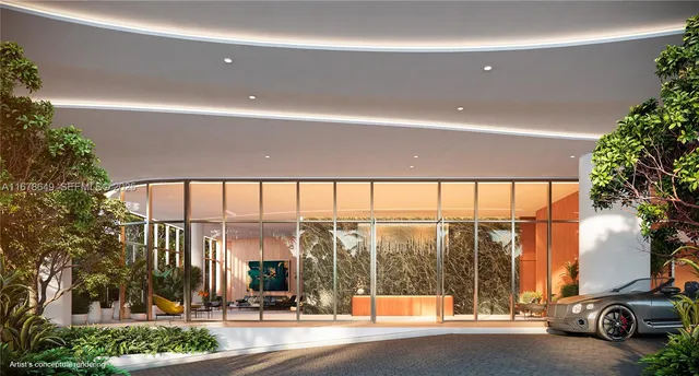 a view of a building with a floor to ceiling windows and a basket ball poll