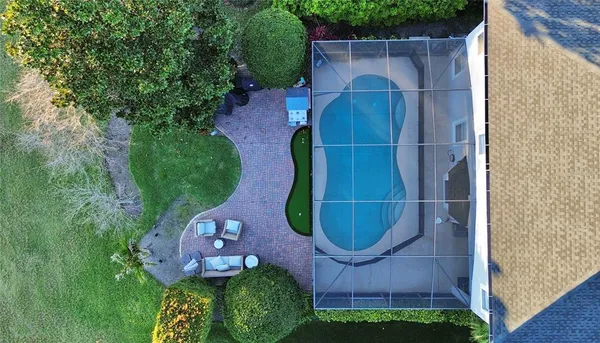 an aerial view of a house