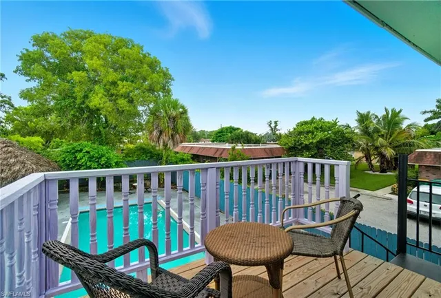 a view of a chair in wooden deck