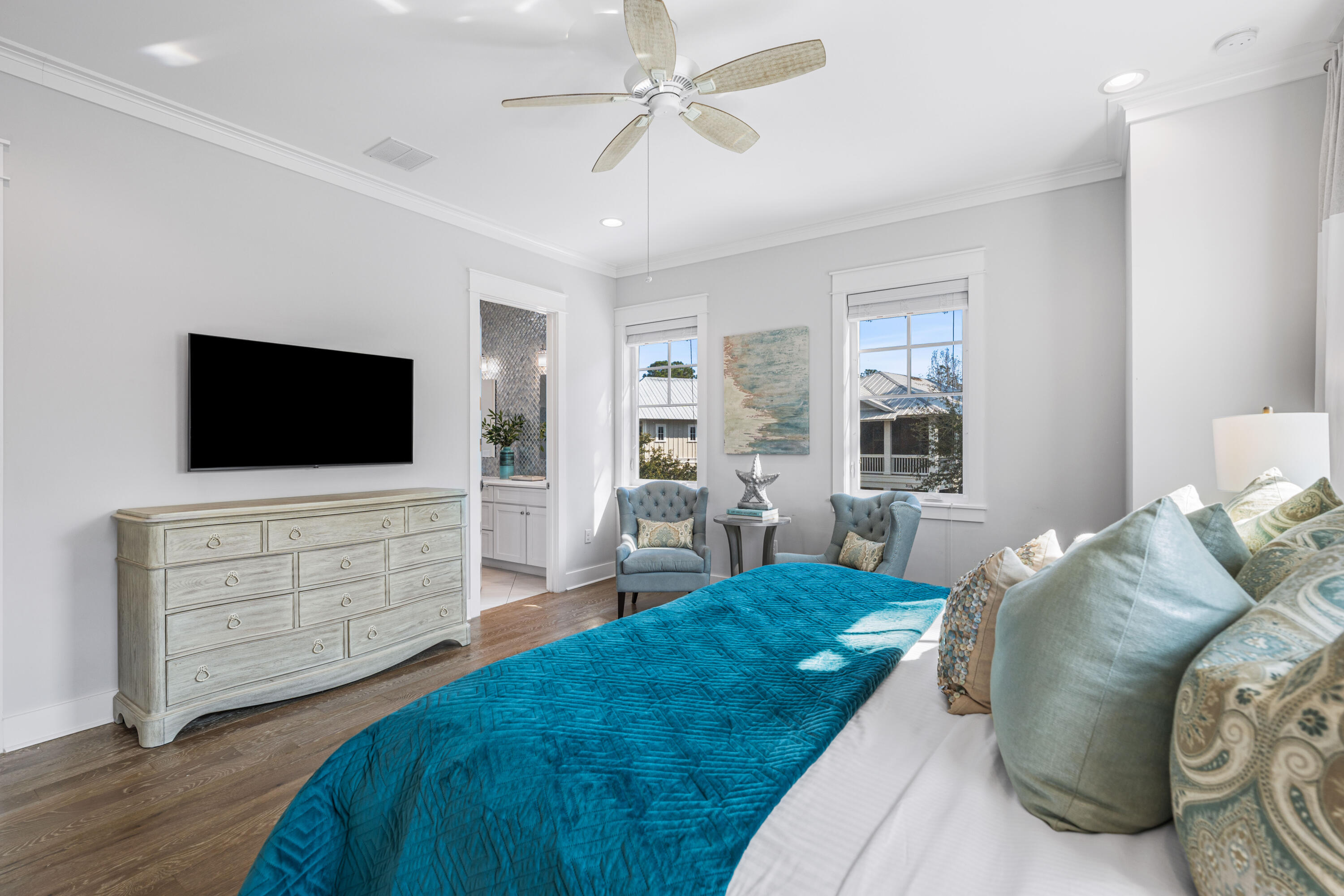 313 East Royal Fern Way Santa Rosa Beach, FL 32459 - Photo 22 of 48 a bedroom with furniture and flat screen tv