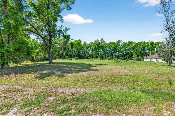 a view of a green field with wooden fence