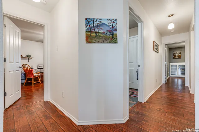 a bedroom with furniture