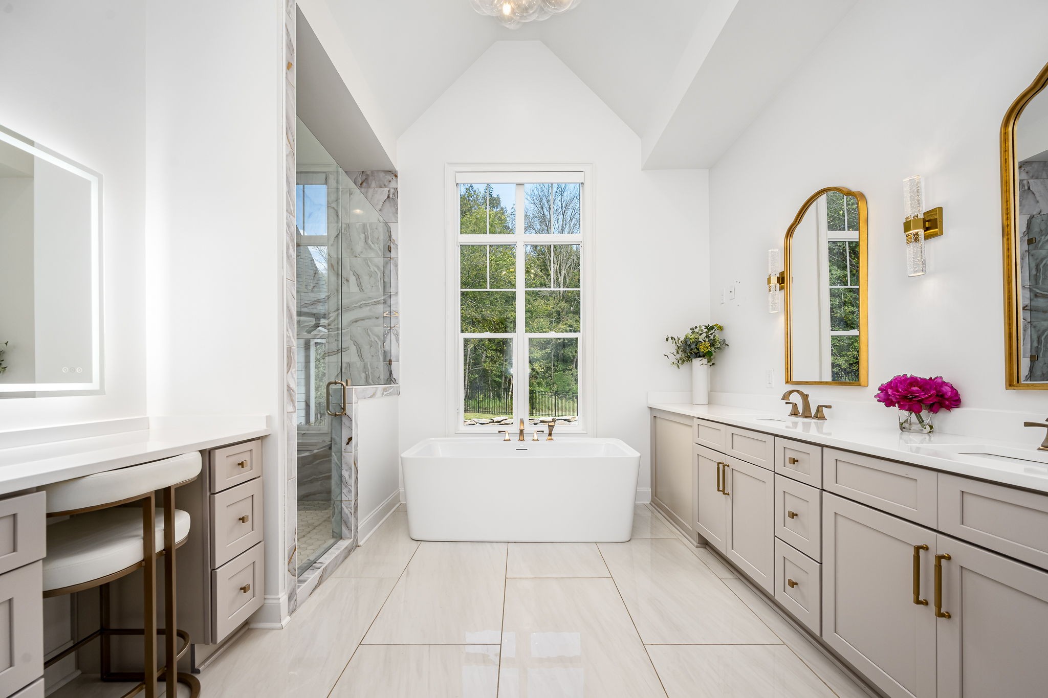 1425 Fuston Hollow Road Auburntown, TN 37016 - Photo 59 of 100 a bathroom with a tub a sink a mirror and a window