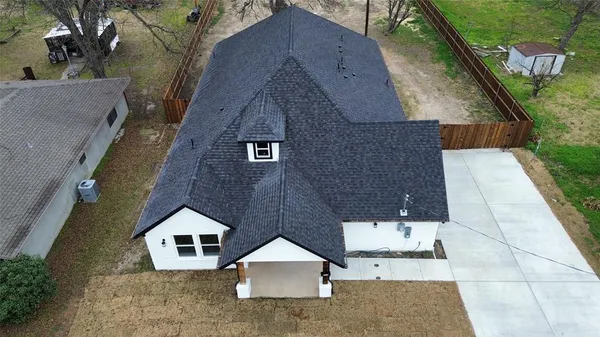 an aerial view of a house