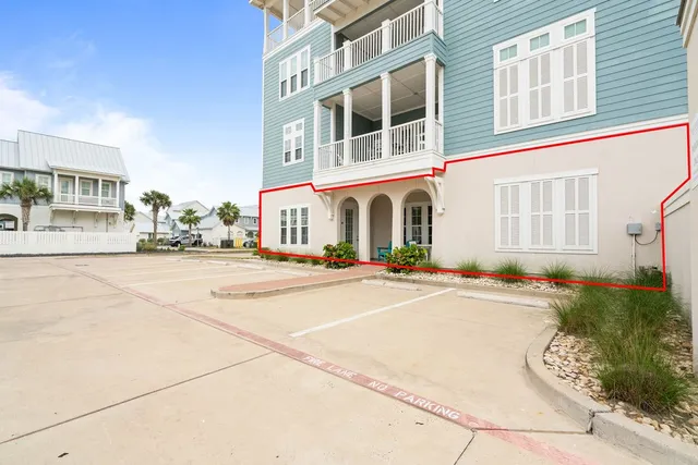 a front view of a building with street view