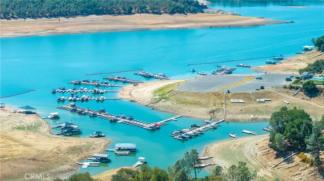 an aerial view of a residential houses with outdoor space and river