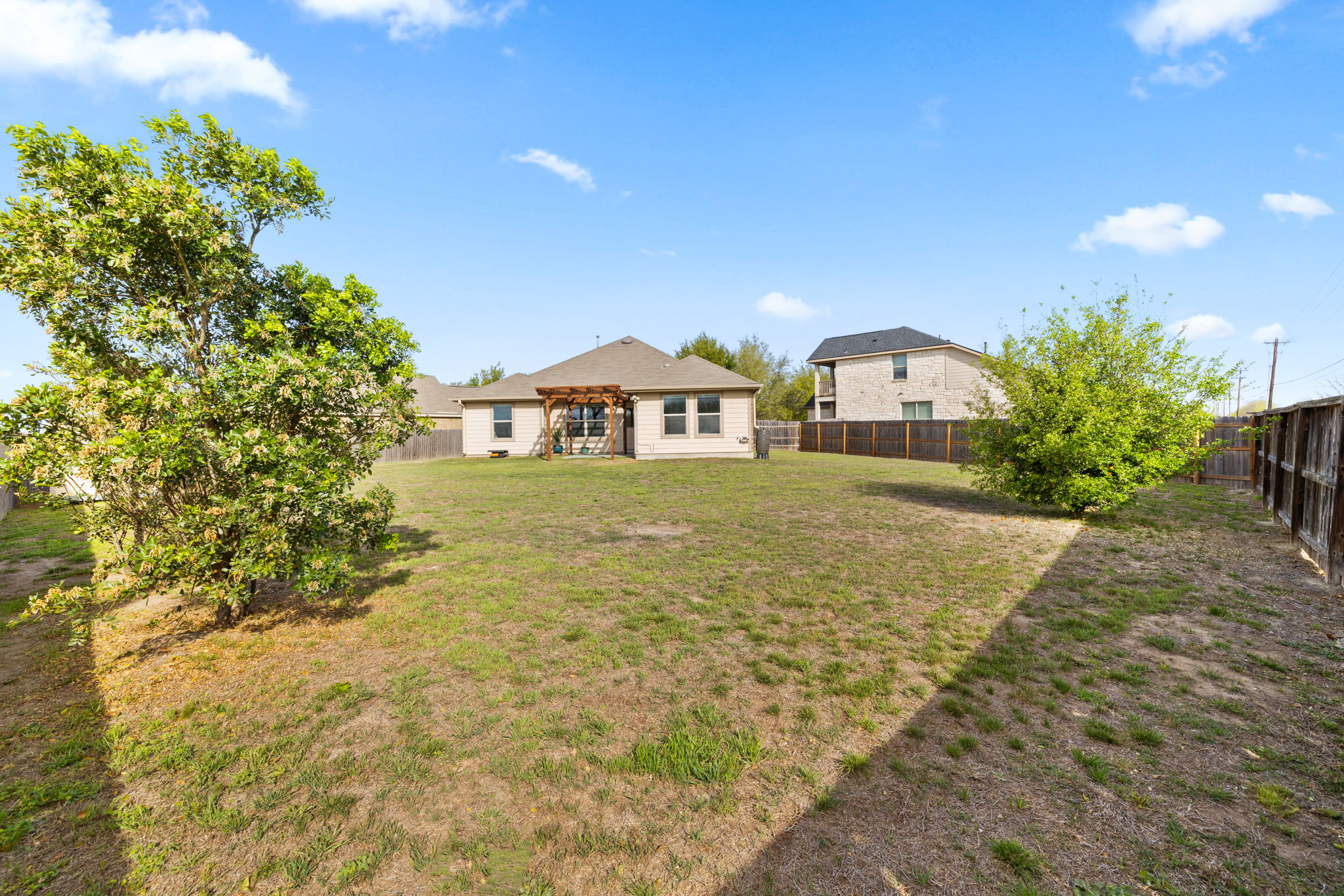 482 Travertine Trail Buda, TX 78610 - Photo 29 of 40 a view of a big yard with potted plants and large tree