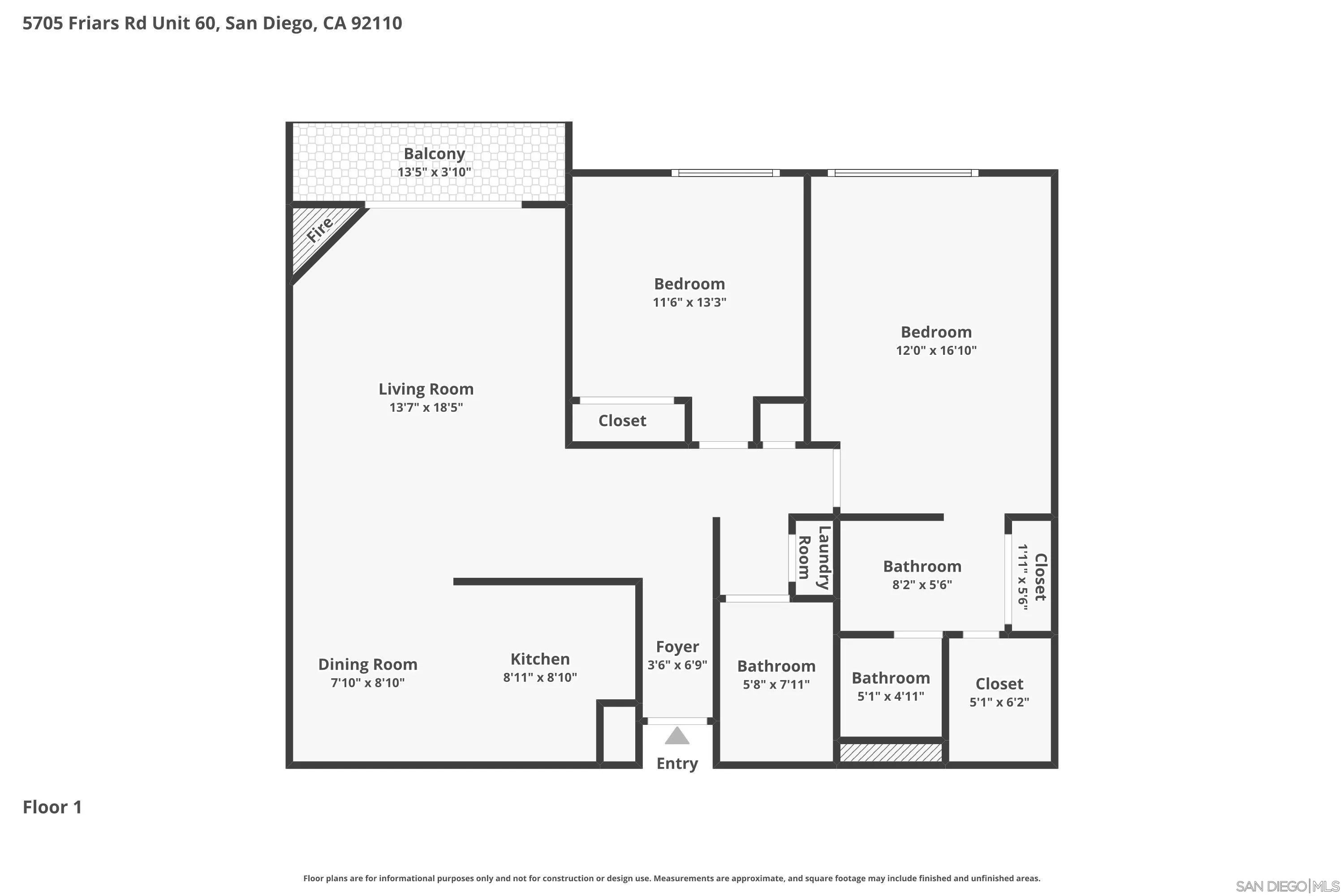 5705 Friars Road, Unit 60 San Diego, CA 92110 - Photo 49 of 49 a black and white photo of a floor plan