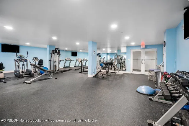 a view of a room with gym equipment
