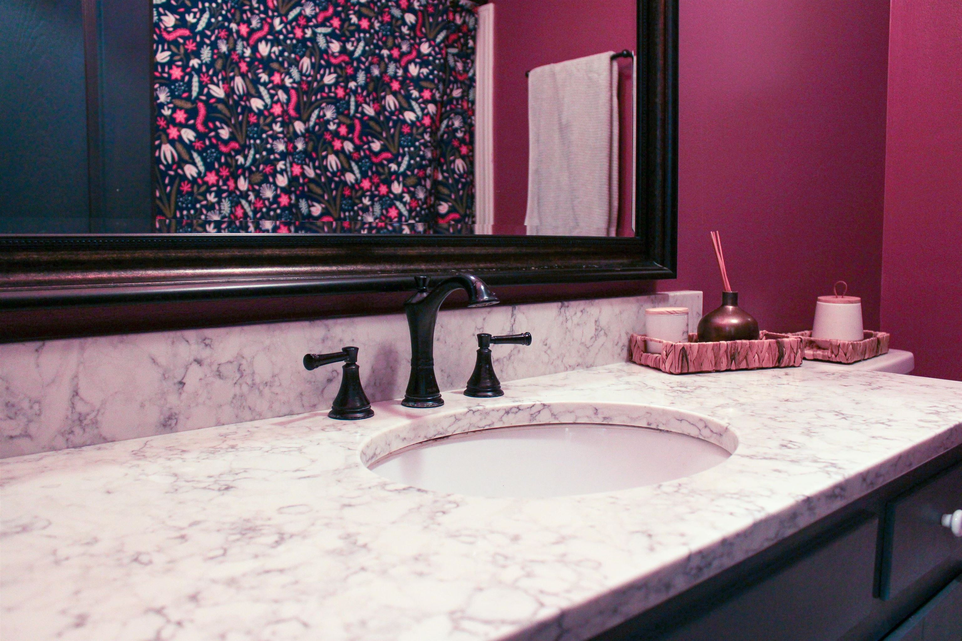 169 Calf Mountain Road Waynesboro, VA 22980 - Photo 54 of 74 a bathroom with a granite countertop sink and a mirror