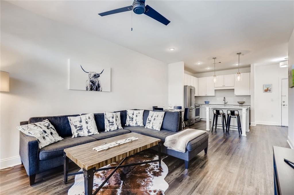 Enjoy the open concept floorplan with combined living, dining, and kitchen areas