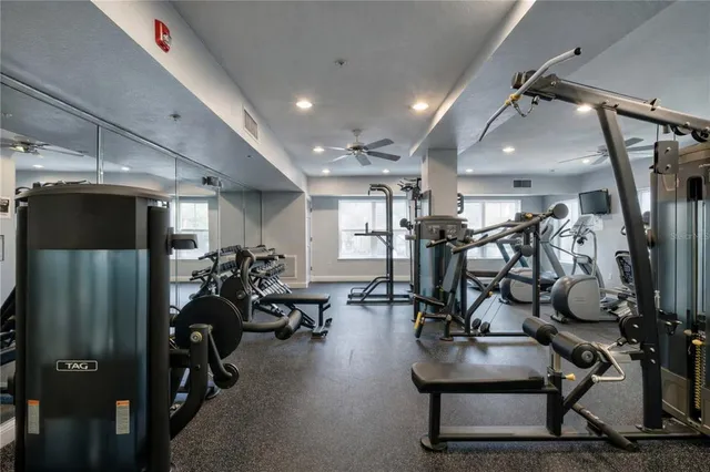 a view of a room with gym equipment