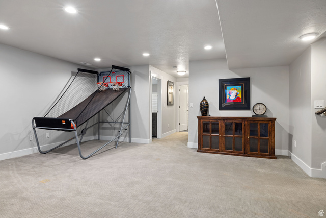 2745 Red Barn Road South Heber City, UT 84032 - Photo 28 of 51 Game room featuring light colored carpet and recessed lighting