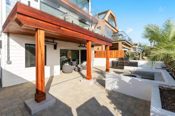 a view of a terrace with water view
