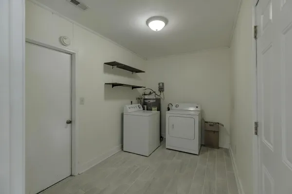 a room with a washer and dryer
