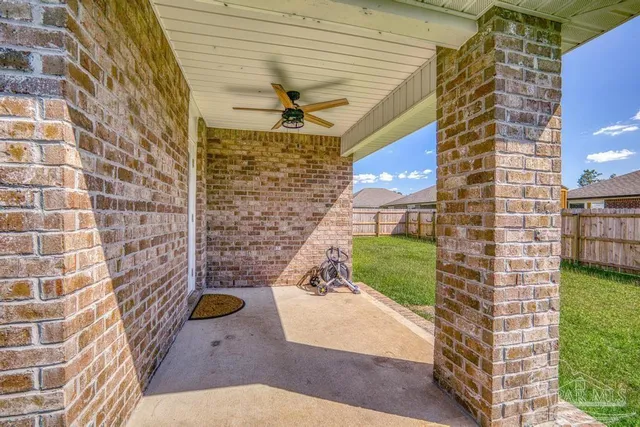 a view of a brick building