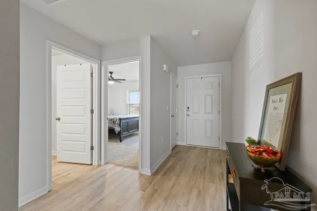 a room that has a bed and a closet