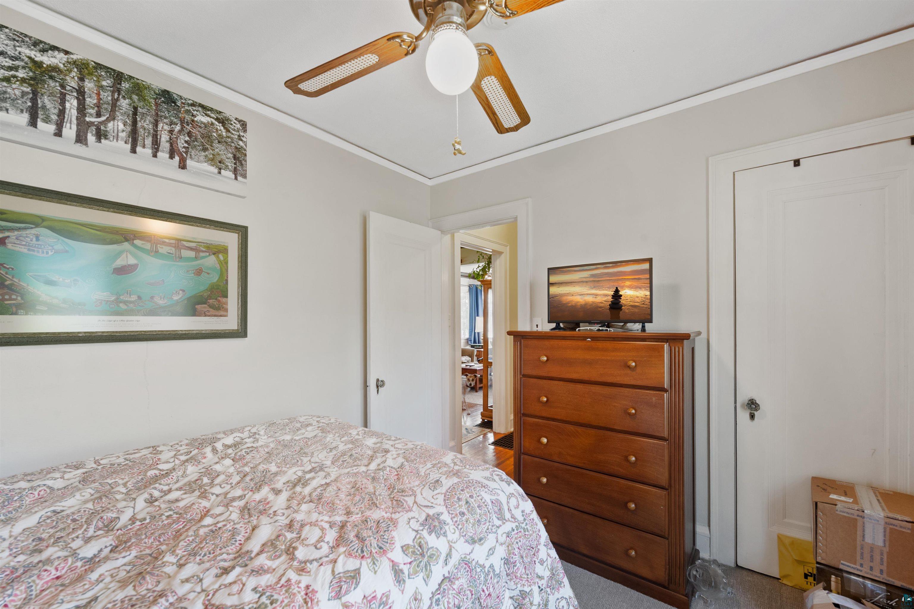 3209 Chestnut Street Duluth, MN 55806 - Photo 12 of 28 Room with crown molding, a ceiling fan with light, and light-toned walls