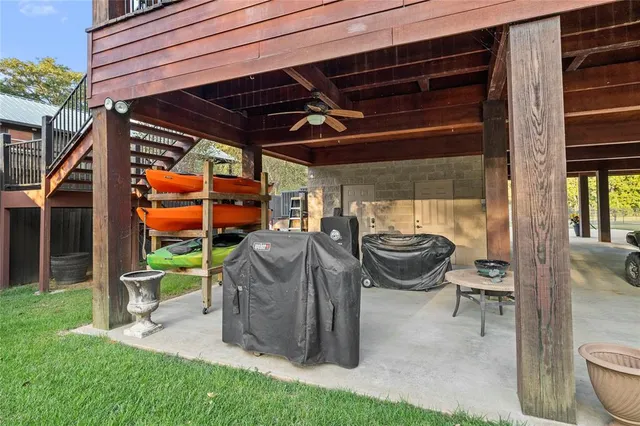 a view of a bike storage and utility room