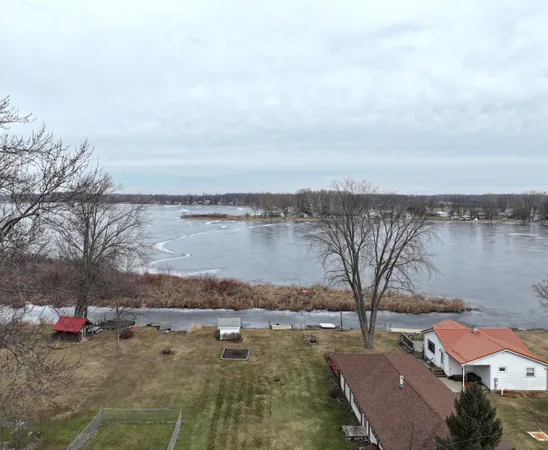 a view of a lake with houses