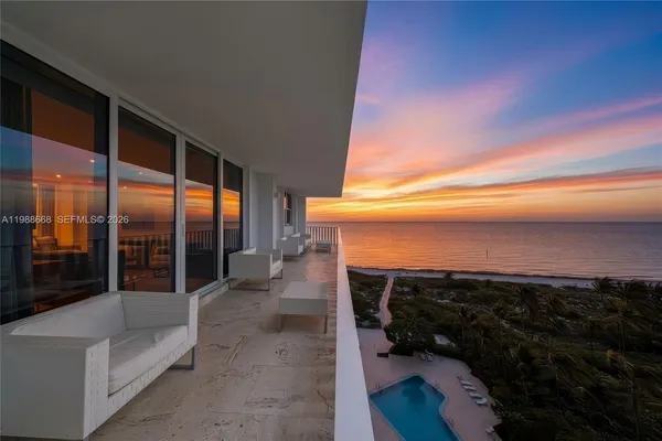 a view of hotel and patio