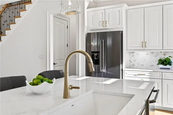 a view of a kitchen sink