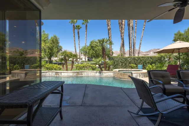 an outdoor view of garden with patio