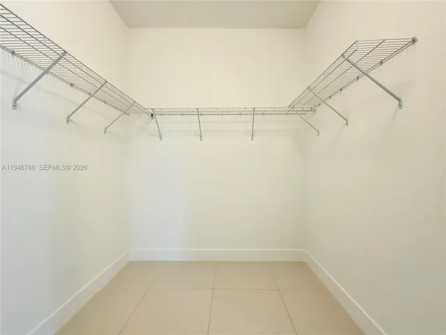 a view of a room with racks on the wall