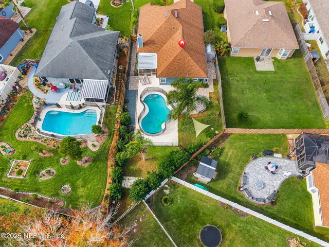an aerial view of a house