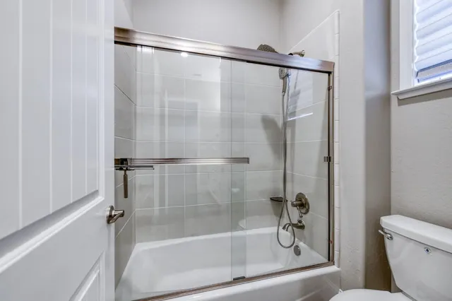 a view of a building from a patio