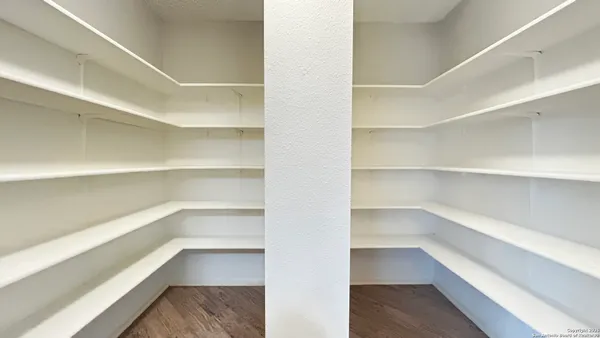 a view of walk in closet with empty racks