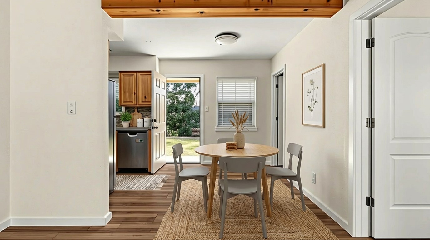 1618 Chippeway Lane Austin, TX 78745 - Photo 5 of 39 Virtually staged. Breakfast and dining area. Window, facing backyard and kitchen area