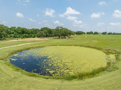 a aerial view of a house with a yard basket ball court and outdoor seating