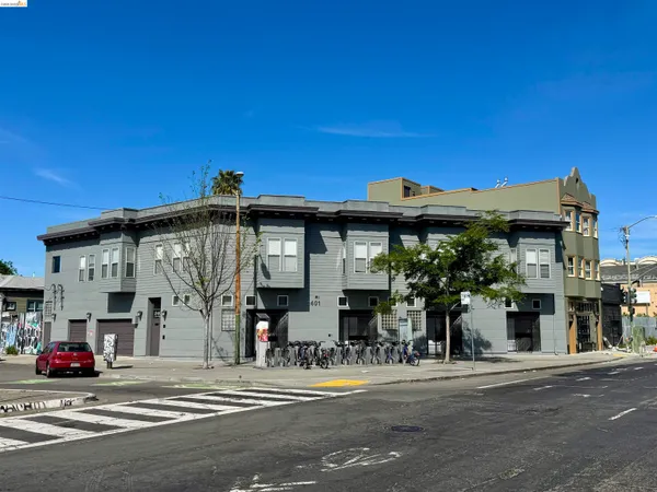 a view of a building with a street