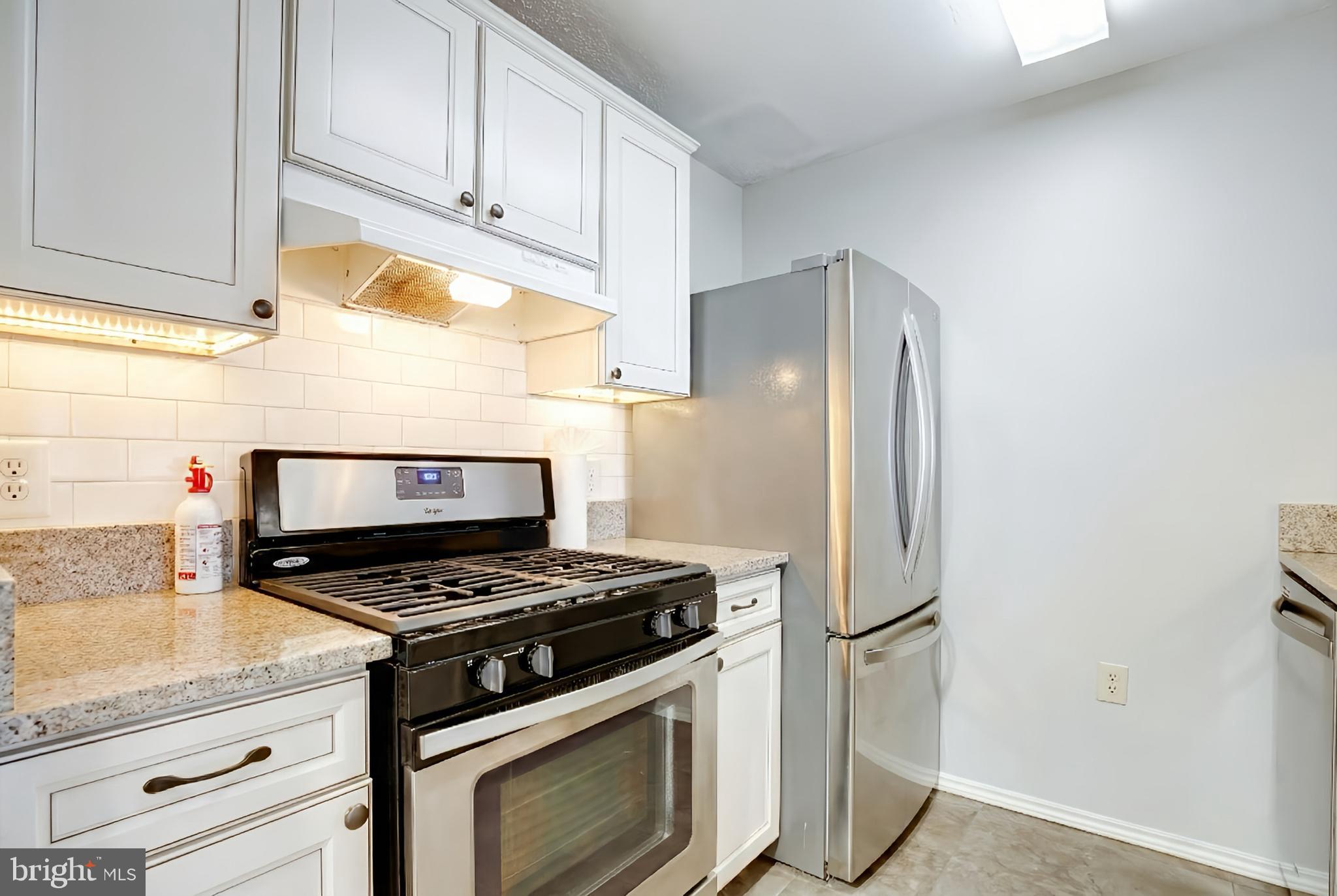 20950 Timber Ridge Terrace, Unit 202 Ashburn, VA 20147 - Photo 13 of 22 a kitchen with stainless steel appliances granite countertop a stove a refrigerator and a cabinets