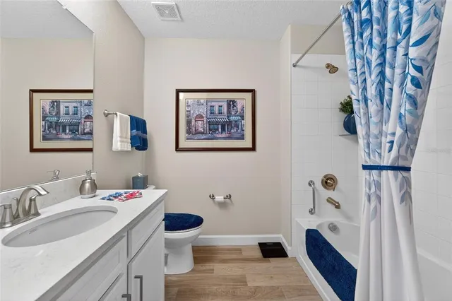 a bathroom with a sink mirror vanity and toilet