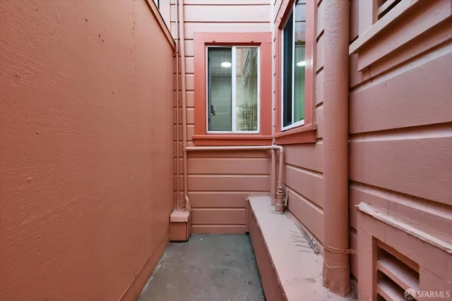 a view of roof deck with seating space