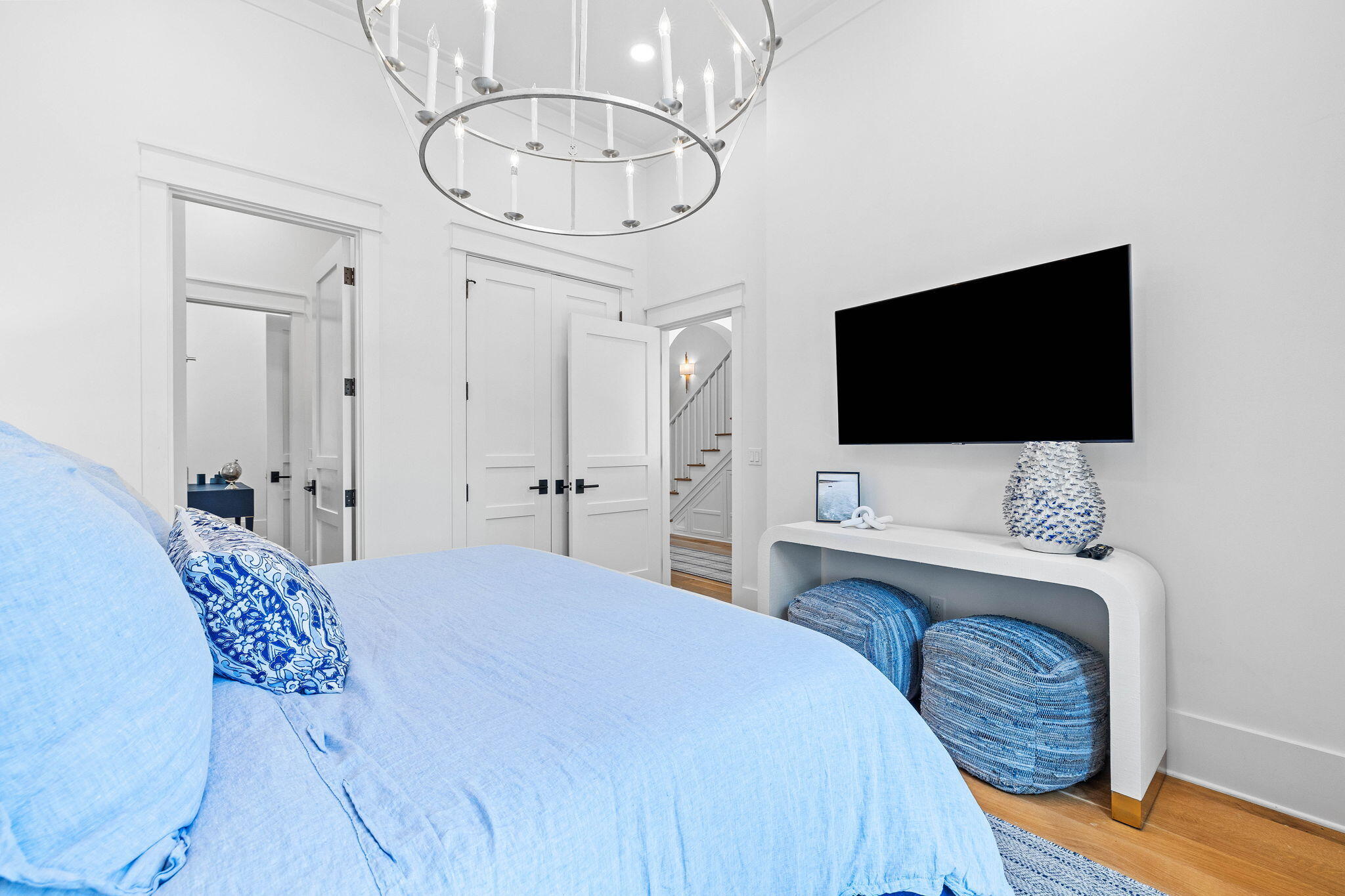 48 Paradise By The Sea Boulevard Inlet Beach, FL 32461 - Photo 40 of 97 a bedroom with a bed and a flat screen tv