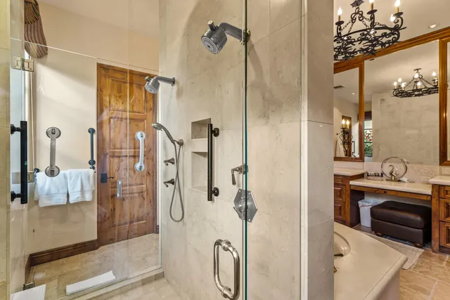 a view of parking garage with parked cars